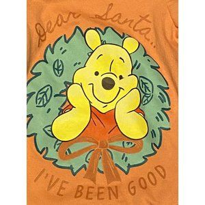 Winnie the Pooh Toddler Christmas 12 Month Body Suit Peach Santa Long Sleeve